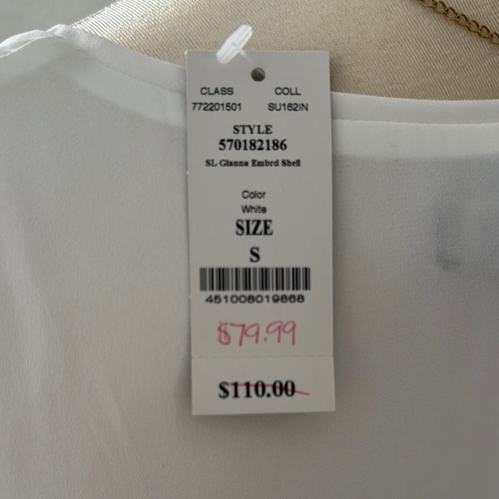 White House Black Market White and Blue Blouse - Picture 5 of 10
